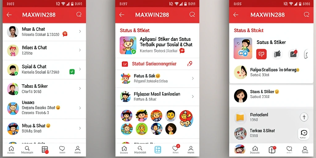 Tampilan antarmuka <strong>MAXWIN288</strong> yang menarik dengan berbagai stiker.
