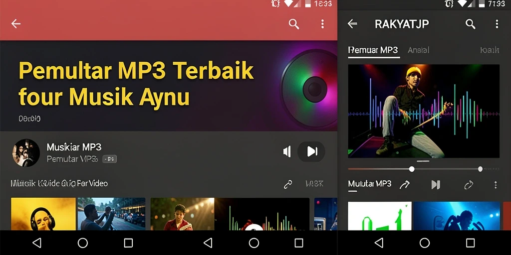 Tampilan antarmuka utama aplikasi RAKYATJP untuk Pemutar MP3.