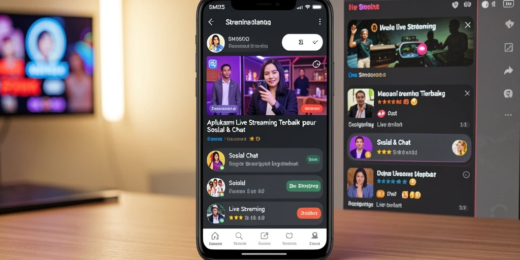 Antarmuka aplikasi SM605 yang menarik dan interaktif untuk Live Streaming.