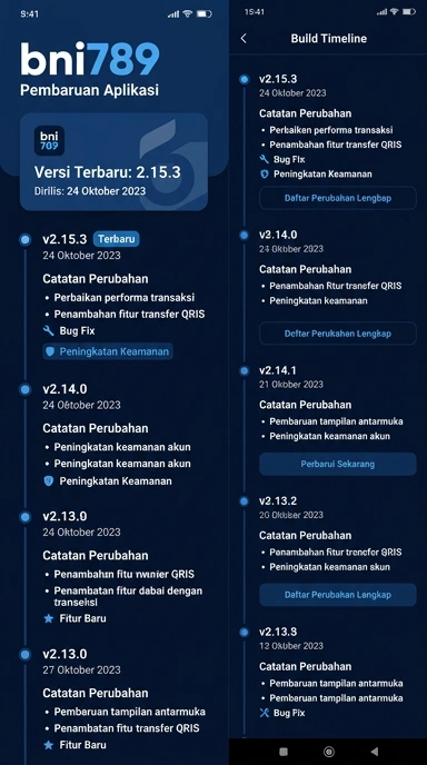 Riwayat Versi Aplikasi bni789 untuk Android